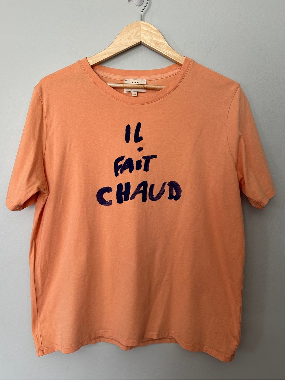 Sezane Il Fait Chaud “It is Hot” Cotton Shirt Peach and Purple, Women’s size XXL